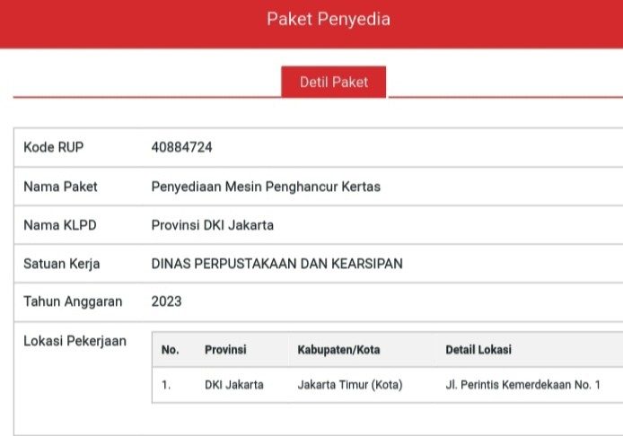 Harga Mesin Penghancur Kertas Dispusip DKI Tahun 2023 Dipertanyakan